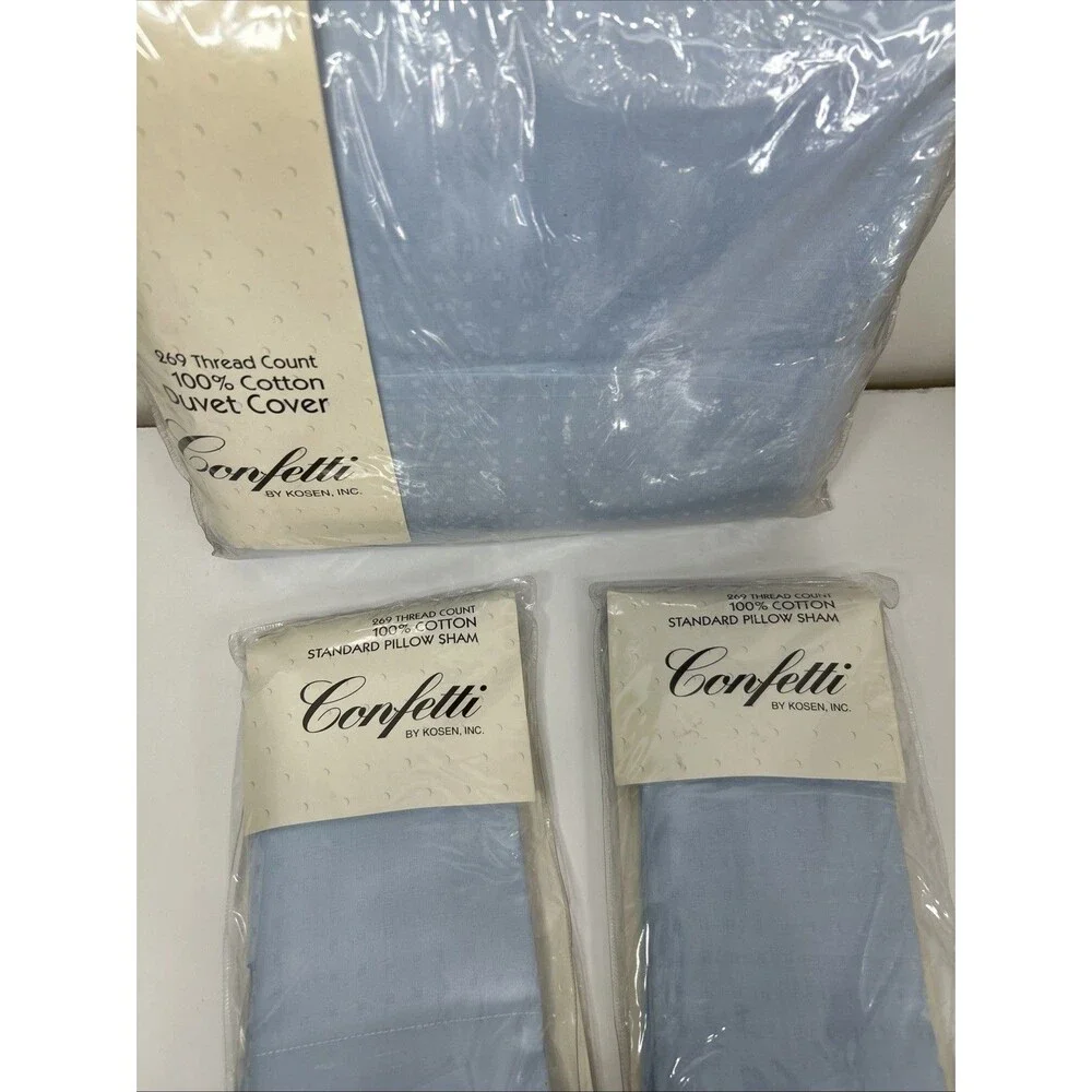 Confetti Kosen King Duvet Cover & Shams Dot Blue Set European Style Cotton